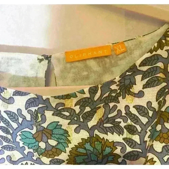 Oliphant Napa Olive Balloon Sleeve Belted Mini dress with gold sparkles - Picture 4 of 7